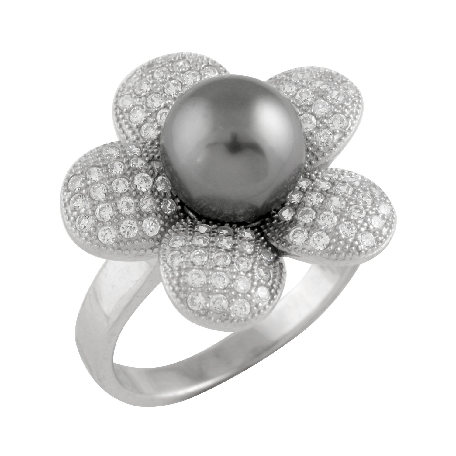 New Sterling silver ring with tahitian pearl